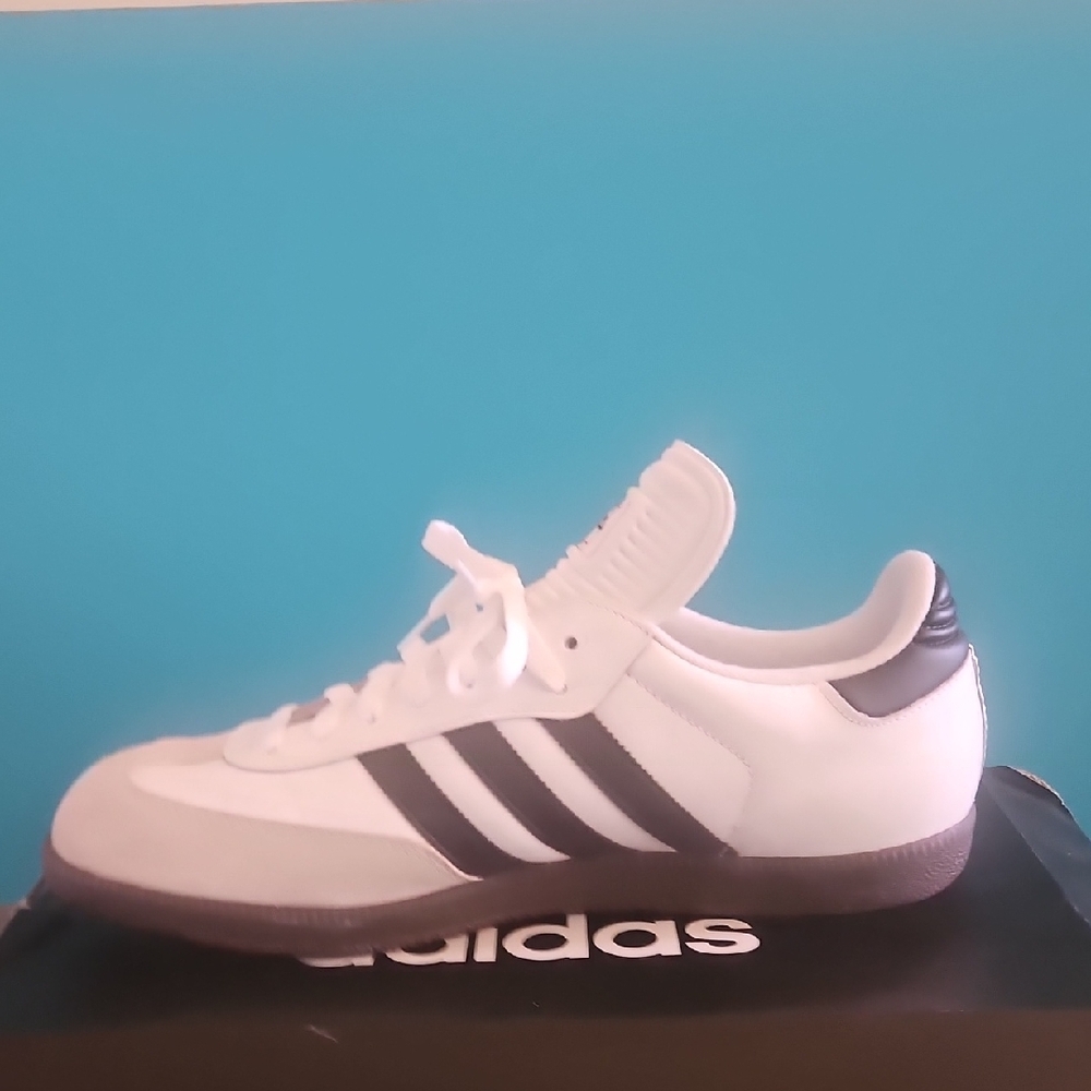 adidas Samba White with Black Stripes Men’s Sneakers - Picture 3 of 9